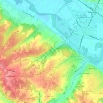 Mapa topográfico La Moricette, altitude, relevo