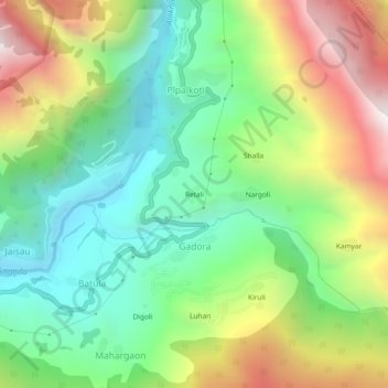 Mapa topográfico Retali, altitude, relevo