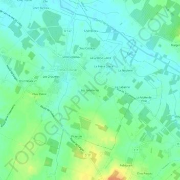 Mapa topográfico Les Ridelleries, altitude, relevo