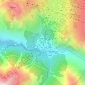 Mapa topográfico Le Courtil, altitude, relevo