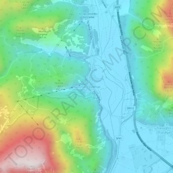 Mapa topográfico Avasinis / Vasinas, altitude, relevo