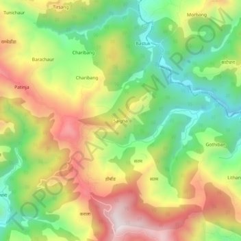 Mapa topográfico Saigha, altitude, relevo