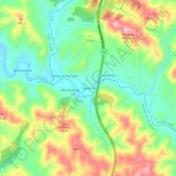 Mapa topográfico Pardieiro, altitude, relevo