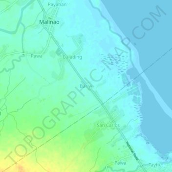 Mapa topográfico Bariw, altitude, relevo