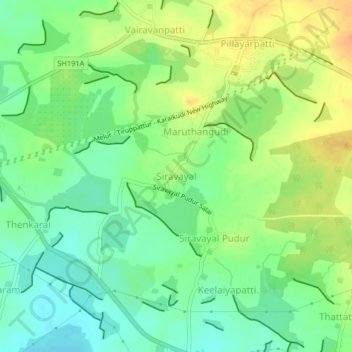 Mapa topográfico Siravayal, altitude, relevo