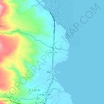 Mapa topográfico Tinaogan, altitude, relevo
