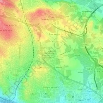 Mapa topográfico Bailheron, altitude, relevo