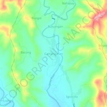 Mapa topográfico Camangahan, altitude, relevo