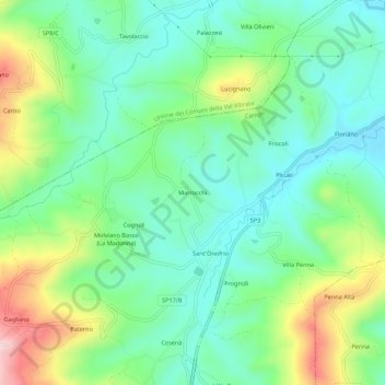 Mapa topográfico Marrocchi, altitude, relevo