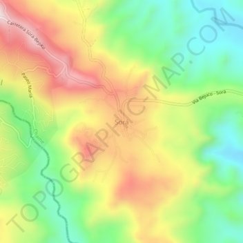 Mapa topográfico Sorá, altitude, relevo
