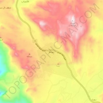 Mapa topográfico Tanumah, altitude, relevo
