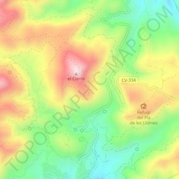 Mapa topográfico L'Oronet, altitude, relevo