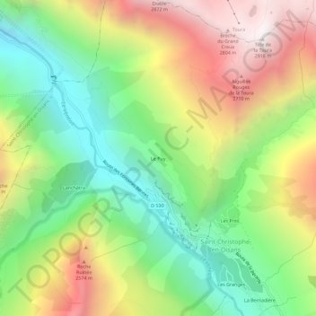 Mapa topográfico Le Puy, altitude, relevo