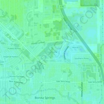 Mapa topográfico Hawthorne, altitude, relevo