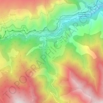 Mapa topográfico Prats-Balaguer, altitude, relevo