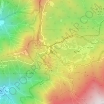 Mapa topográfico Passo del Bocco, altitude, relevo