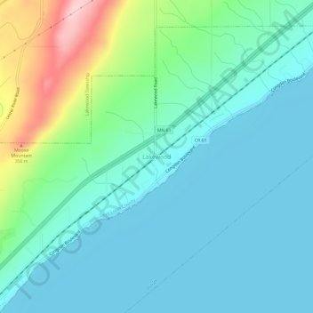 Mapa topográfico Lakewood, altitude, relevo