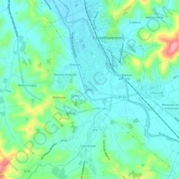 Mapa topográfico Profeti, altitude, relevo