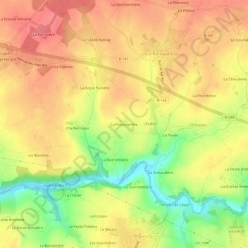 Mapa topográfico La Poissonnière, altitude, relevo