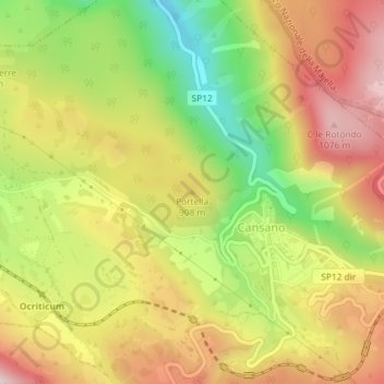 Mapa topográfico Portella, altitude, relevo
