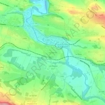 Mapa topográfico Les Salines, altitude, relevo