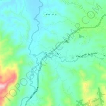 Mapa topográfico Quinamayo, altitude, relevo