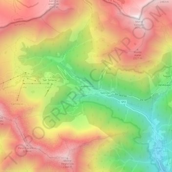 Mapa topográfico Cambrembo, altitude, relevo