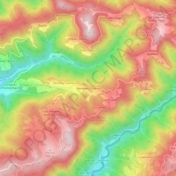 Mapa topográfico Preserie, altitude, relevo