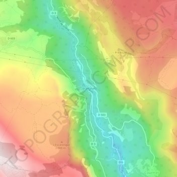 Mapa topográfico Bramafan, altitude, relevo