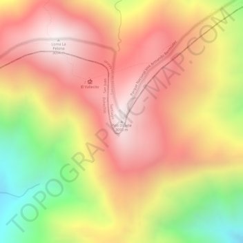 Mapa topográfico Pico Duarte, altitude, relevo