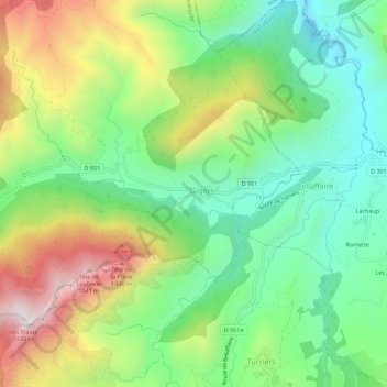 Mapa topográfico Le Village, altitude, relevo