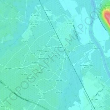 Mapa topográfico Simon, altitude, relevo