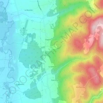 Mapa topográfico Combat, altitude, relevo