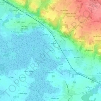 Mapa topográfico La Porte, altitude, relevo