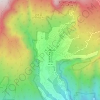 Mapa topográfico Les Makes, altitude, relevo