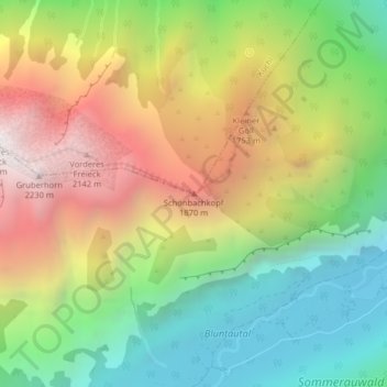 Mapa topográfico Schönbachkopf, altitude, relevo