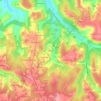 Mapa topográfico Sanilhac, altitude, relevo