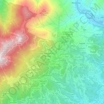 Mapa topográfico Centro Zegna, altitude, relevo