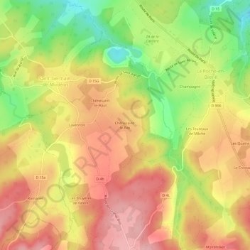 Mapa topográfico Chênesaint-le-Bas, altitude, relevo