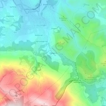 Mapa topográfico Aldagarai, altitude, relevo