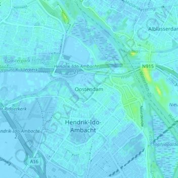 Mapa topográfico Oostendam, altitude, relevo