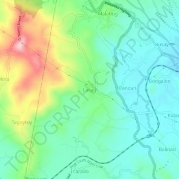 Mapa topográfico Lacag, altitude, relevo