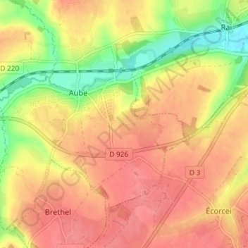 Mapa topográfico Les Nouettes, altitude, relevo