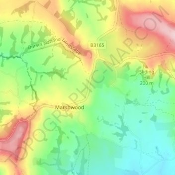 Mapa topográfico Marshalsea, altitude, relevo
