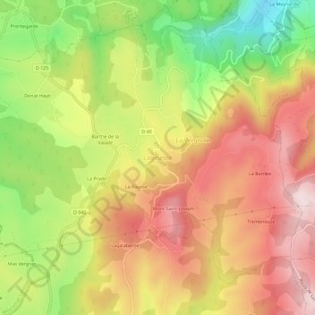 Mapa topográfico Lagineste, altitude, relevo