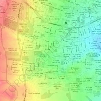 Mapa topográfico Manzana 391, altitude, relevo