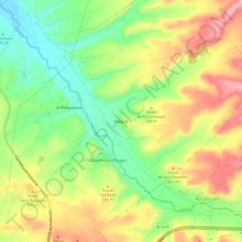 Mapa topográfico Malgrat, altitude, relevo