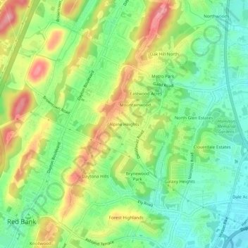Mapa topográfico Alpine Heights, altitude, relevo