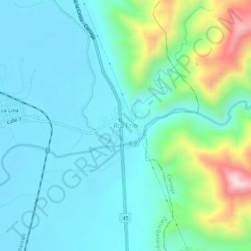 Mapa topográfico Río Frío, altitude, relevo
