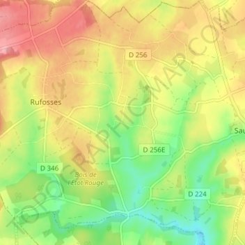 Mapa topográfico Hameau Rabusquet, altitude, relevo